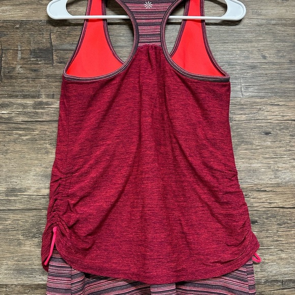 Athleta Pink Red Ruched Workout Tank Top with Built in bra - Picture 2 of 6